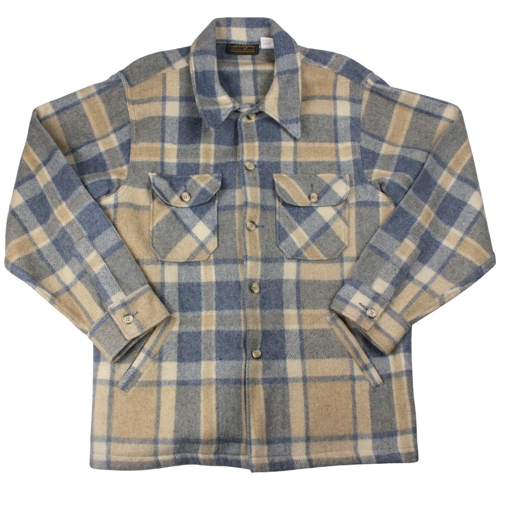 Vintage Eddie Bauer Wool Blend Barn Coat Mens XL Plaid Workwear Made USA‎